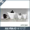 Pote determinado del té de cerámica elegante negro y blanco fijado estilo árabe